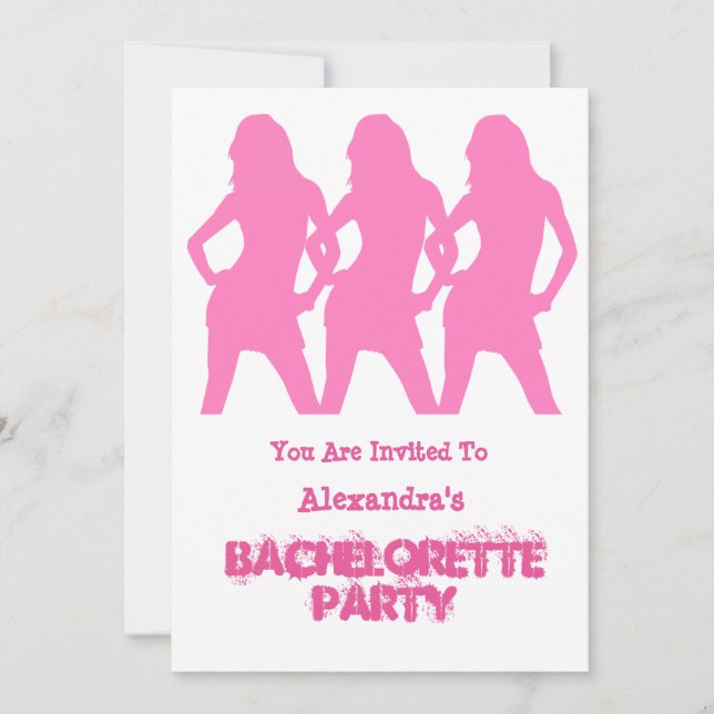 Invitación Chicas fiestas rosados fiesta de soltería personal (Anverso)