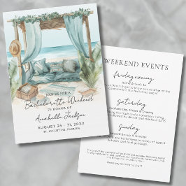 Invitación Chicas Fin de Semana Blue Beach Bachelorette Party