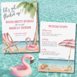 Invitación Chicas Fin de Semana Funny Beach Bachelorette<br><div class="desc">Graciosa Invitación de fin de semana a la fiesta de la Bachelorette Beach. Una divertida toma de flamingo en mi versión clásica. Vamos a ser 'retenidos' (como un rebaño de flamingo). Una playa de aguas frías con tonos rosas y verde azulados, que invita a la escapada de la playa con...</div>