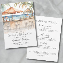 Invitación Chicas Fin de Semana Watercolor Beach Bachelorette