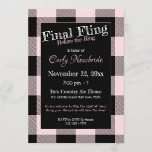 Invitación Chicas Flannel De Noche En La Fiesta De La Bachelo