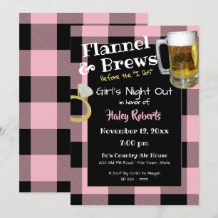 Invitación Chicas Flannel De Noche En La Fiesta De La Bachelo