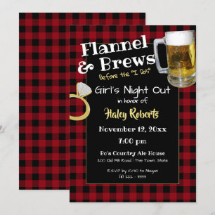 Invitación Chicas Flannel De Noche En La Fiesta De La Bachelo