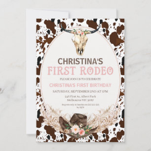 Invitación Chicas Florales Boho Primer Rodeo Cumpleaños 1 año