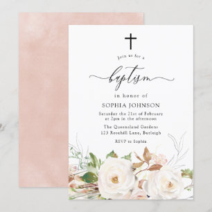 Invitación Chicas florales de color blanco Rubor bonito bauti