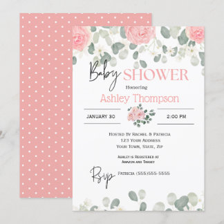 Invitación Chicas florales de color rosa moderno Baby Shower