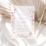 Invitación Chicas Florales de Flor Silvestre Primer cumpleaño<br><div class="desc">¡Nuestra Pequeña Flor silvestre cumple 1! ¡Un tema de flores silvestres de bonito para tus niñas florales fiestas de primer cumpleaños! Con un diseño floral de flores silvestres rosadas y violetas con una fuente de escritura moderna.</div>