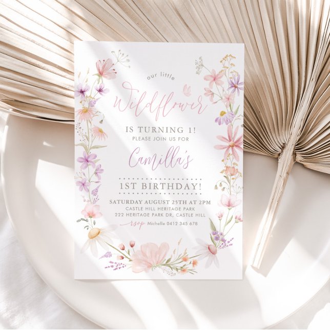 Invitación Chicas Florales de Flor Silvestre Primer cumpleaño (Subido por el creador)