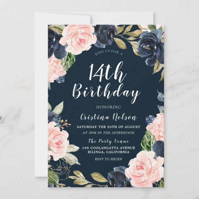 Invitación Chicas florales de la Marina Boys fiesta de cumple (Anverso)