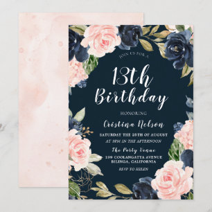 Invitación Chicas florales de Rubor de Marina Fiesta de cumpl
