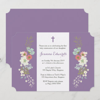 Invitación Chicas florales Hija Primera Comunión Personalizad