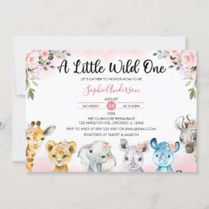 Invitación Chicas florales rosados de Rubor Safari Animales B