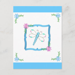 Invitación Chicas Flores azules y blancas de cumpleaños libél