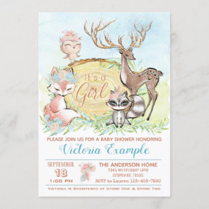 Invitación Chicas Forest Woodland Baby Shower