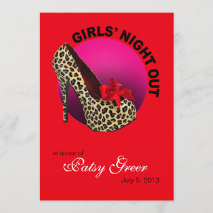 Invitación Chicas Funky Leopardo Stiletto Noche Afuera