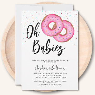 Invitación Chicas Gemelas Donut Baby Shower