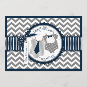 Invitación Chicas gemelas Tie Bow Tie Chevron Imprimir Baby S