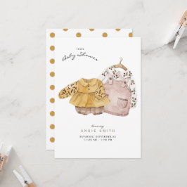 Invitación Chicas gemelos adornan la ropa invitada a Baby Sho