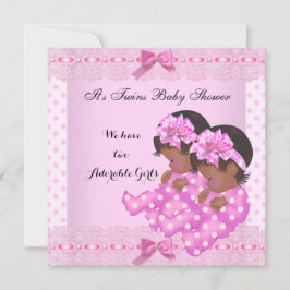 Invitación Chicas gemelos afroamericanos Baby Shower rosados