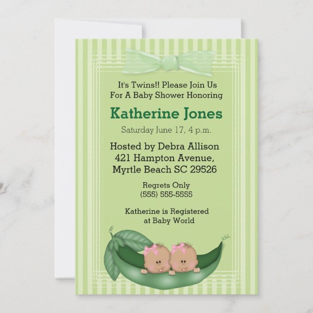 Invitación Chicas gemelos afroamericanos invitan a Baby Showe (Anverso)