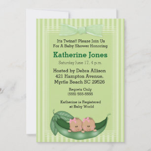 Invitación Chicas gemelos afroamericanos invitan a Baby Showe