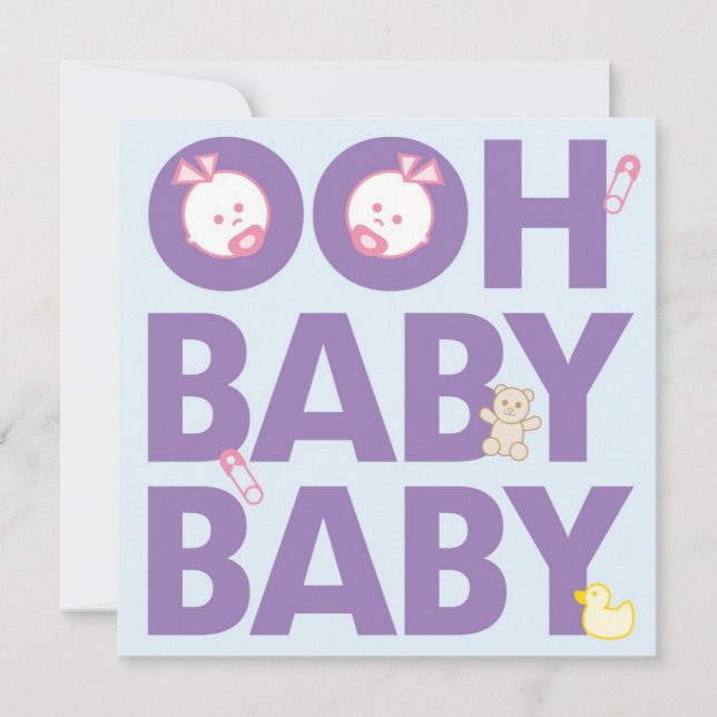 Invitación Chicas gemelos Baby Shower (Anverso)