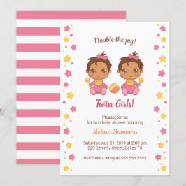 Invitación Chicas gemelos Baby Shower 2