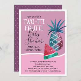 Invitación Chicas gemelos Baby Shower de Two-tti Frutti