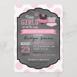 Invitación Chicas gemelos Baby Shower del tutú y del punto