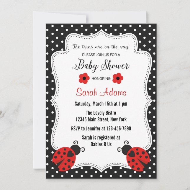 Invitación Chicas gemelos Baby Shower invitan rosado (Anverso)