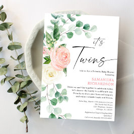 Invitación Chicas gemelos Conducen por la vegetación rosa de 