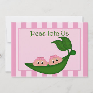Invitación Chicas gemelos de guisantes de guirnalda