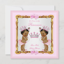 Invitación Chicas gemelos de la etnia princesa Baby Shower Go