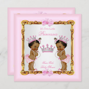 Invitación Chicas gemelos de la etnia princesa Baby Shower Go