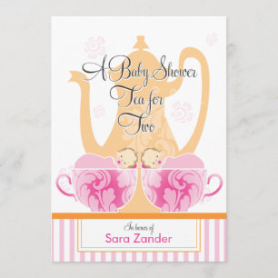 Invitación Chicas gemelos de la fiesta del té un   de Baby