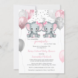 Invitación Chicas gemelos Elephant Globalizan Baby Shower vir
