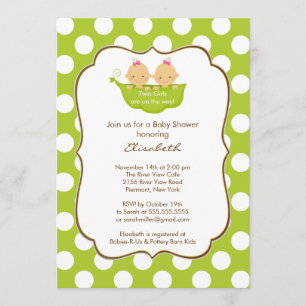 Invitación Chicas gemelos invitan a Baby Shower a un pequeño 