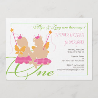 Invitación Chicas gemelos invitan a fiesta de cumpleaños