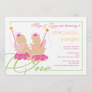Invitación Chicas gemelos invitan a fiesta de cumpleaños