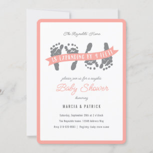 Invitación Chicas gemelos Parejas Ducha rosa Baby Shower