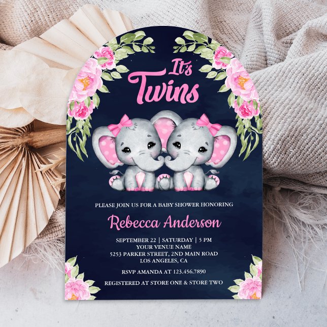 Invitación Chicas gemelos rosados Baby Shower de la Marina de (Subido por el creador)