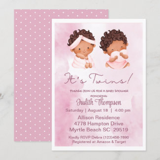 Invitación Chicas gemelos rosados invitan a Baby Shower