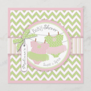 Invitación Chicas gemelos Tutus Chevron Imprimir Baby Shower
