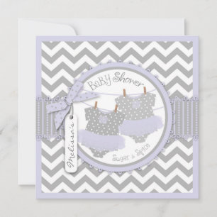 Invitación Chicas gemelos Tutus Chevron Imprimir Baby Shower