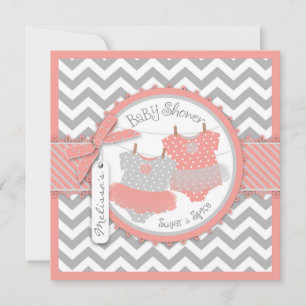 Invitación Chicas gemelos Tutus Chevron Imprimir Baby Shower