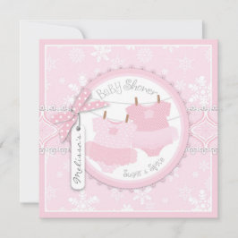 Invitación Chicas gemelos Winter Tutus y Snowflakes Baby Show