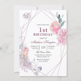 Invitación Chicas geométricos de la rosa rosa rosa cúpula Pri