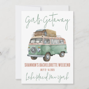Invitación Chicas Getaway, VW Van, Bachelorette Weekend Fiest