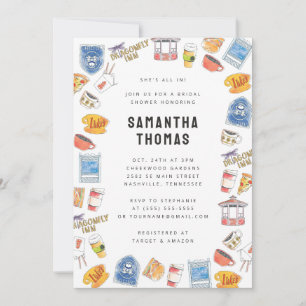 Invitación Chicas Gilmore Watercolor Iconos Bridal Shower