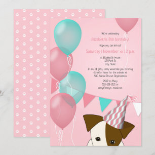 Invitación chicas globos verde azulados rosados fiesta de cum